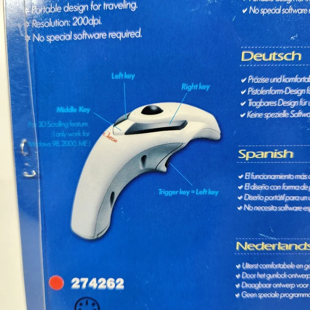 Omega 274262‎ Trackball PS/2 Mouse New in Original Packaging